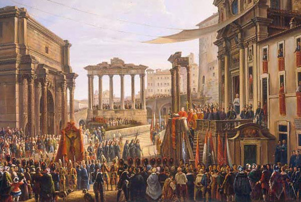 Michelangelo Pacetti, Pape Pie IX au Forum romain